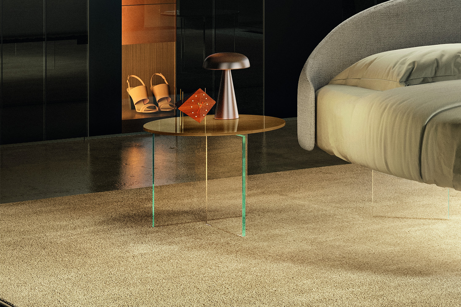 Air Round Glass Nightstand