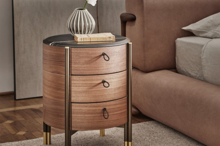 Bayus 3-Drawer Round Nightstand