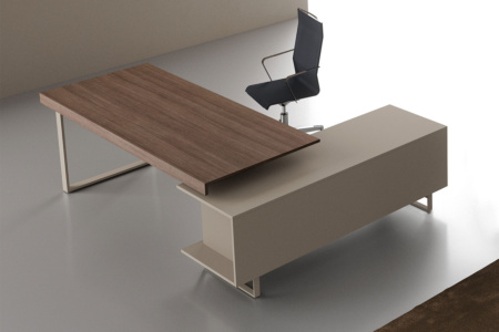 Essence Office Desk with 2-Drawer Credenza