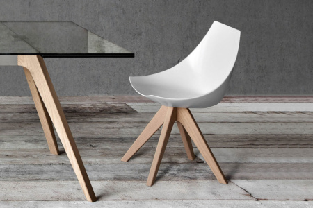 Gamma Dining Chair with Wooden Base