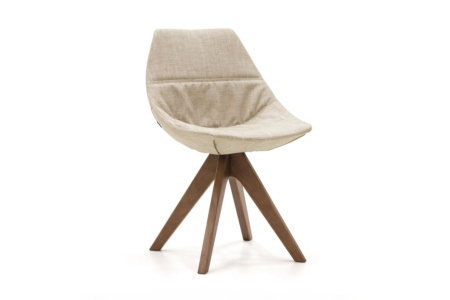Gamma Upholstered Dining Chair with Wooden Base