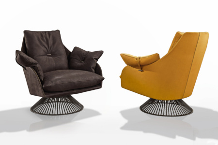 Gloss Upholstered Swivel Armchair
