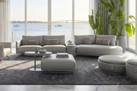 GMM Philly Angled Sectional Sofa with Table