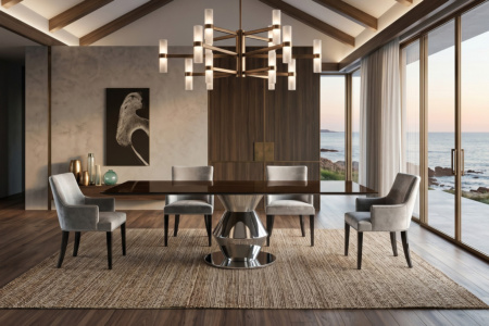 Grand Palais Metal  Base Dining Table