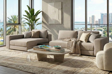 Kuba Plain Sectional with Chaise and Table