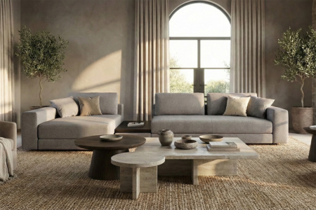 Kuba Plain Sectional with Chaise and Table