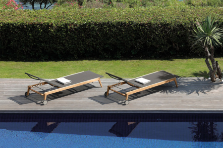 Moon Teak Chaise Lounge