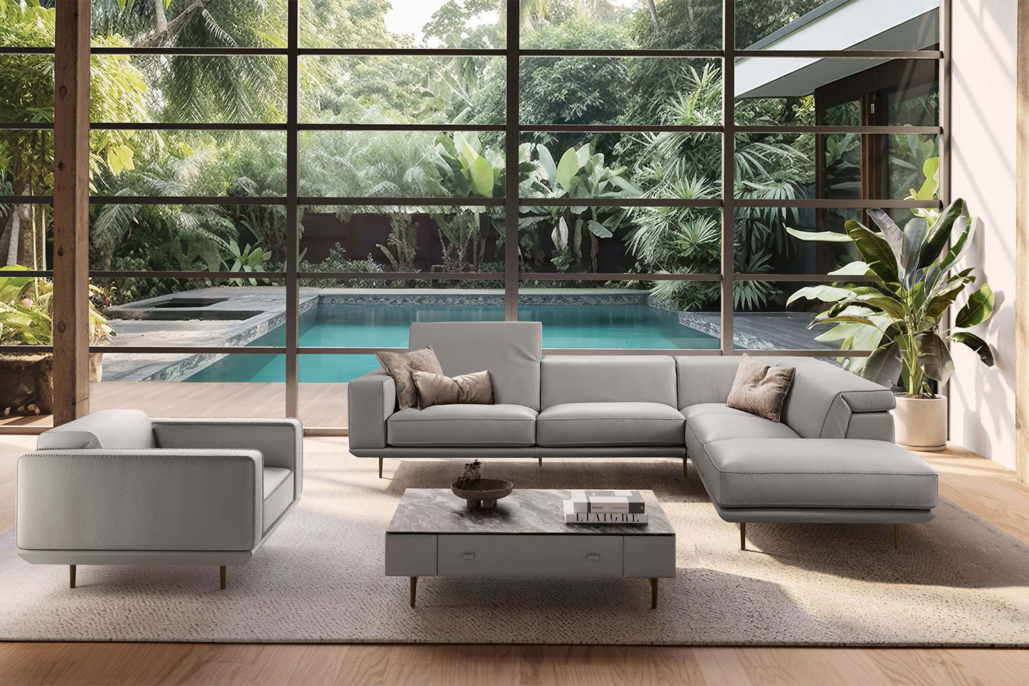 Denny Corner Sectional Sofa with Peninsula