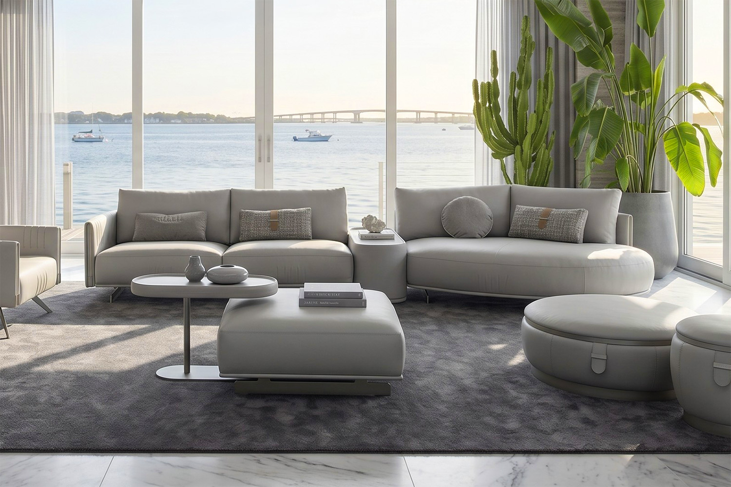GMM Philly Angled Sectional Sofa with Table