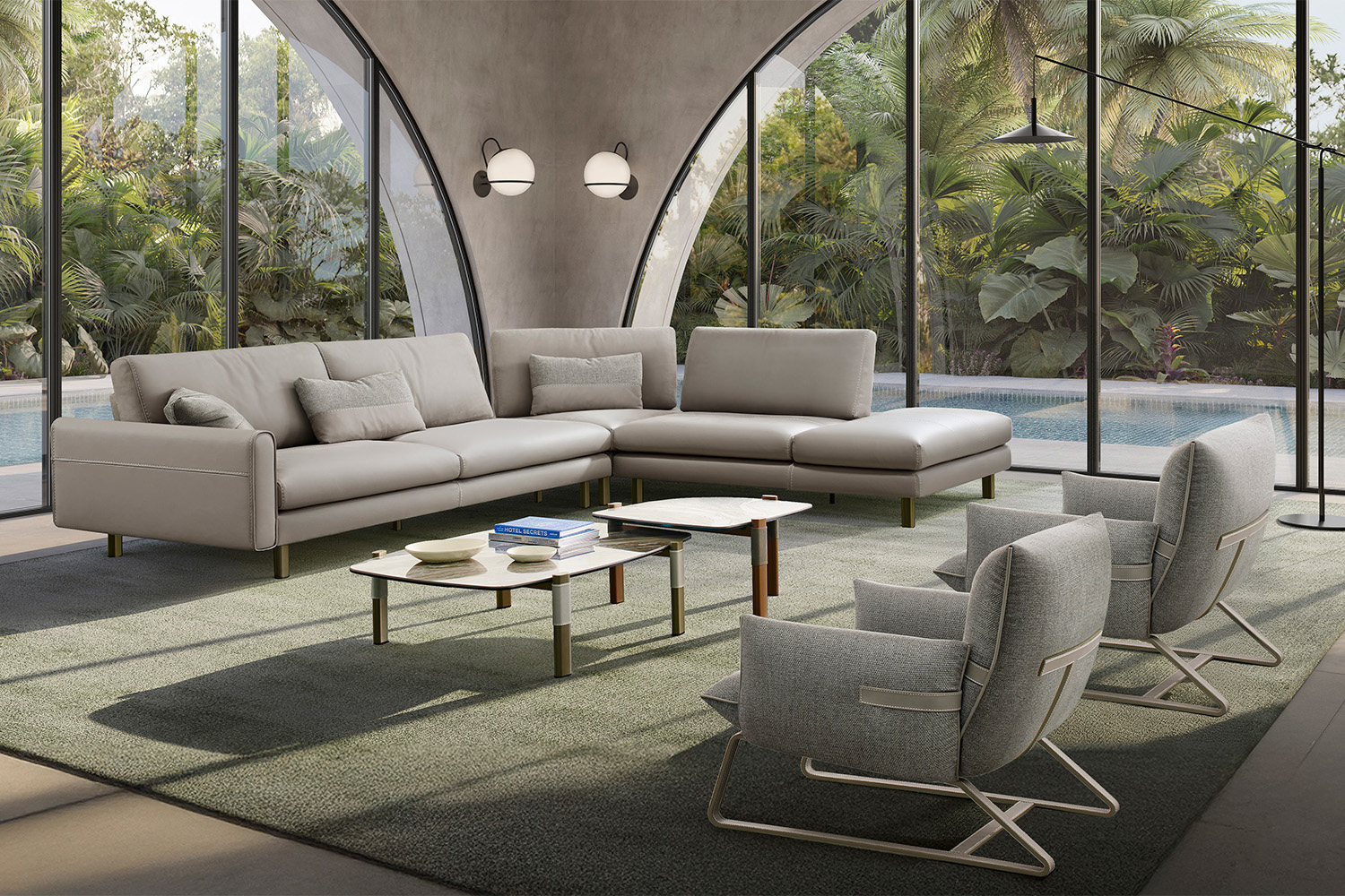 Summer Corner Sectional Sofa with Peninsula Quickship