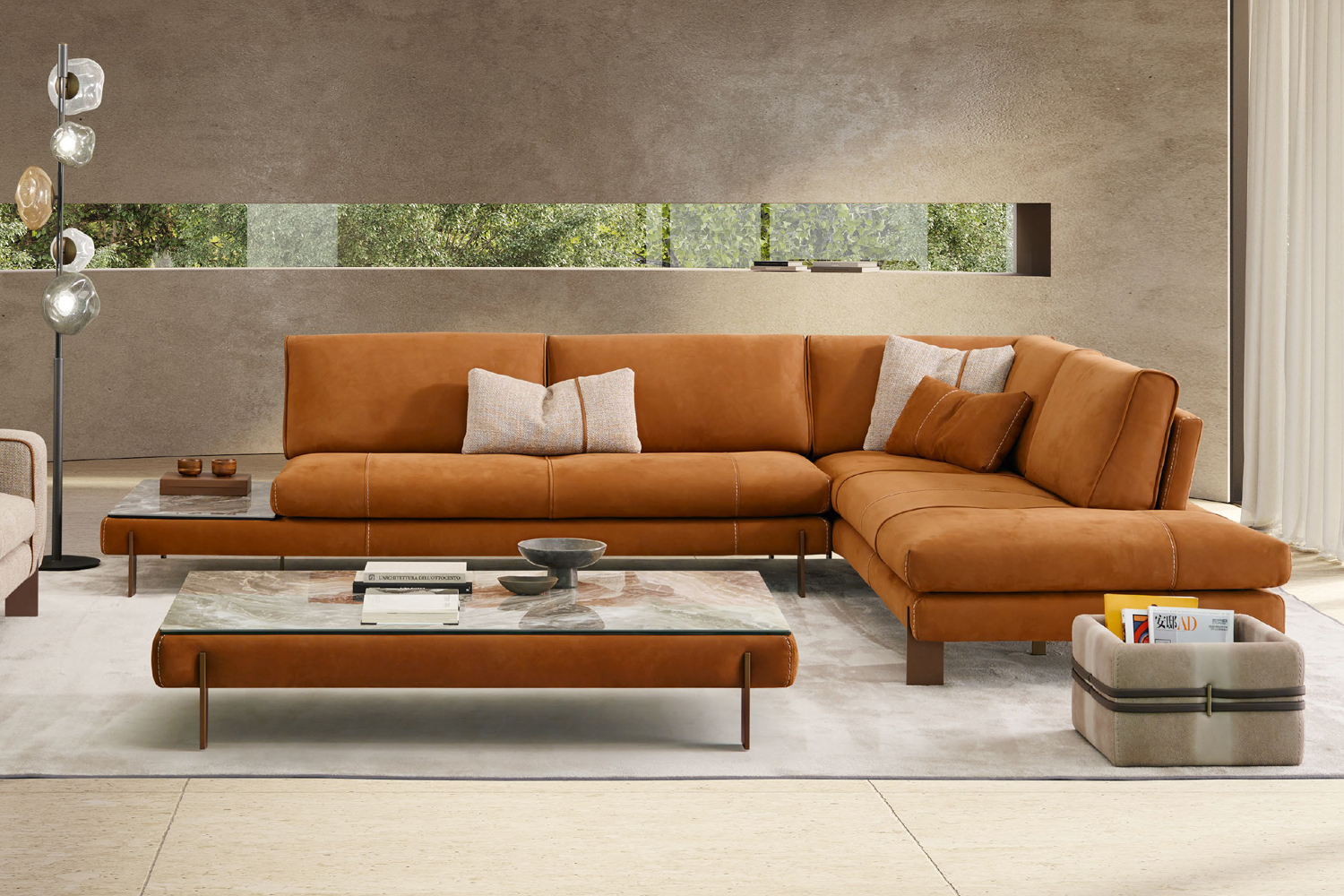 Tokyo Corner Sectional with Peninsula and Table 